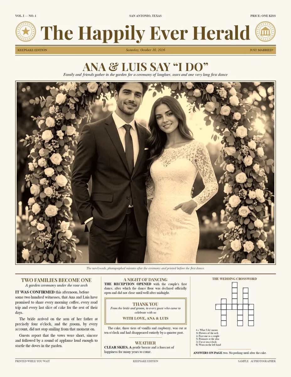 Keepsake newspaper example